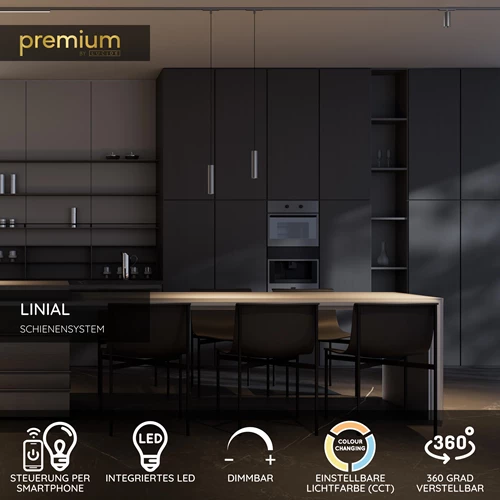 Lucide Premium LINIAL BIX Schienenstrahler - 1-Phasen Stromschiene / Schienensystem smart  - Smart - 48V Track - 1xLED - Matt Schwarz Chrom - USP